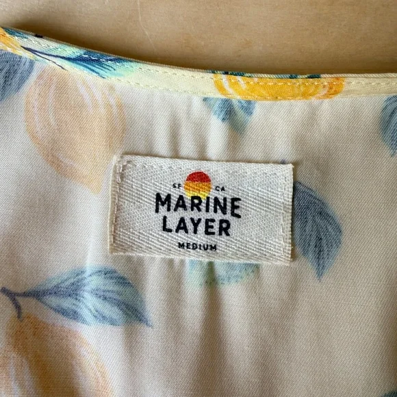 Marine Layre Belted Short Sleeve Mini Dress Lemons - Medium - Picture 9 of 10